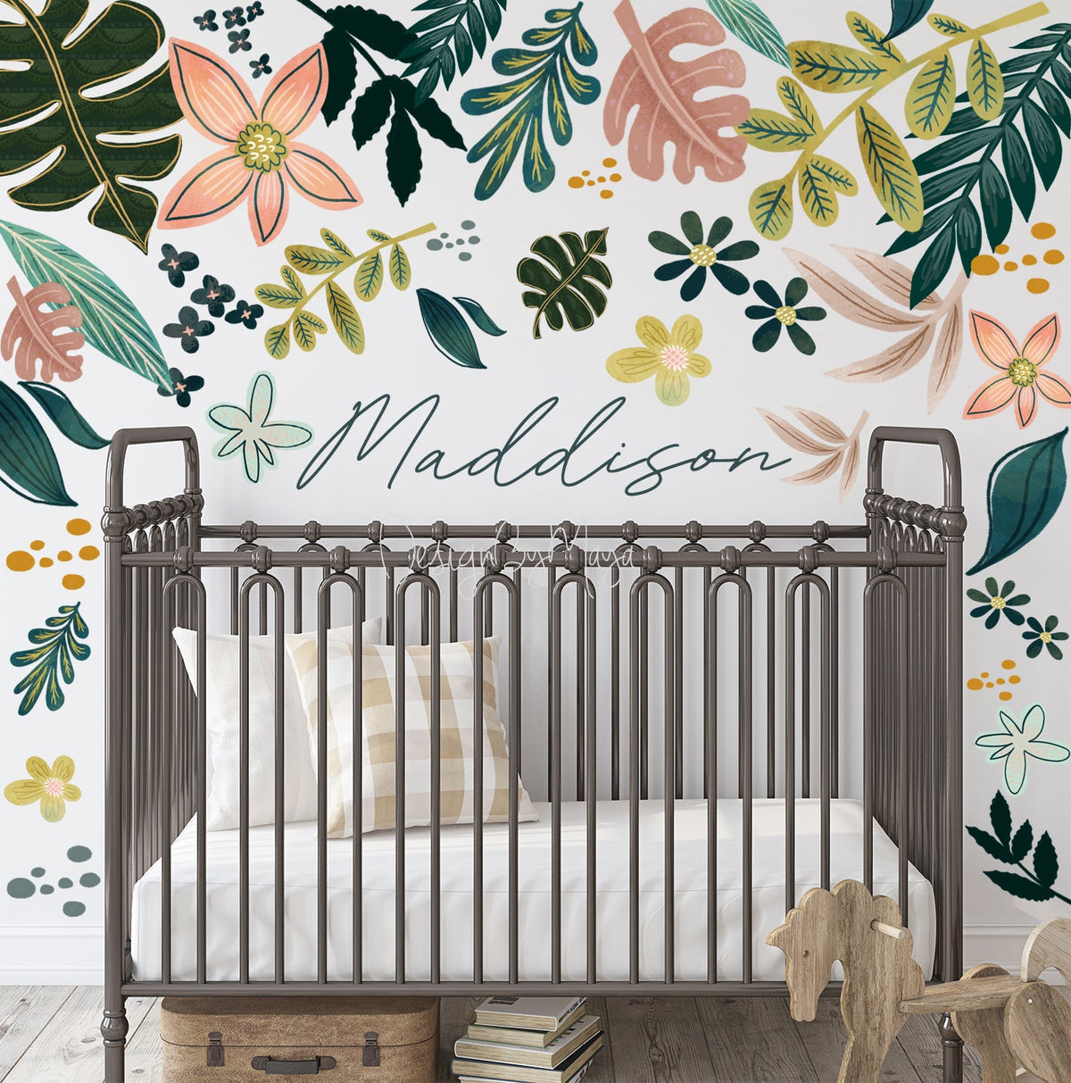Watercolor Foliage And Leaves - Fabric Nursery Wall Art Decals