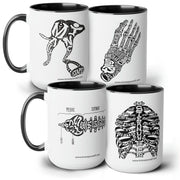 Anatomy Mug Set - Bones Of The Ear, Foot, Spine, And Ribs - Black