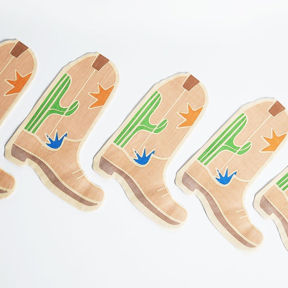 Western Boot Napkins – Cowboy Party Table Napkins (12-pack)