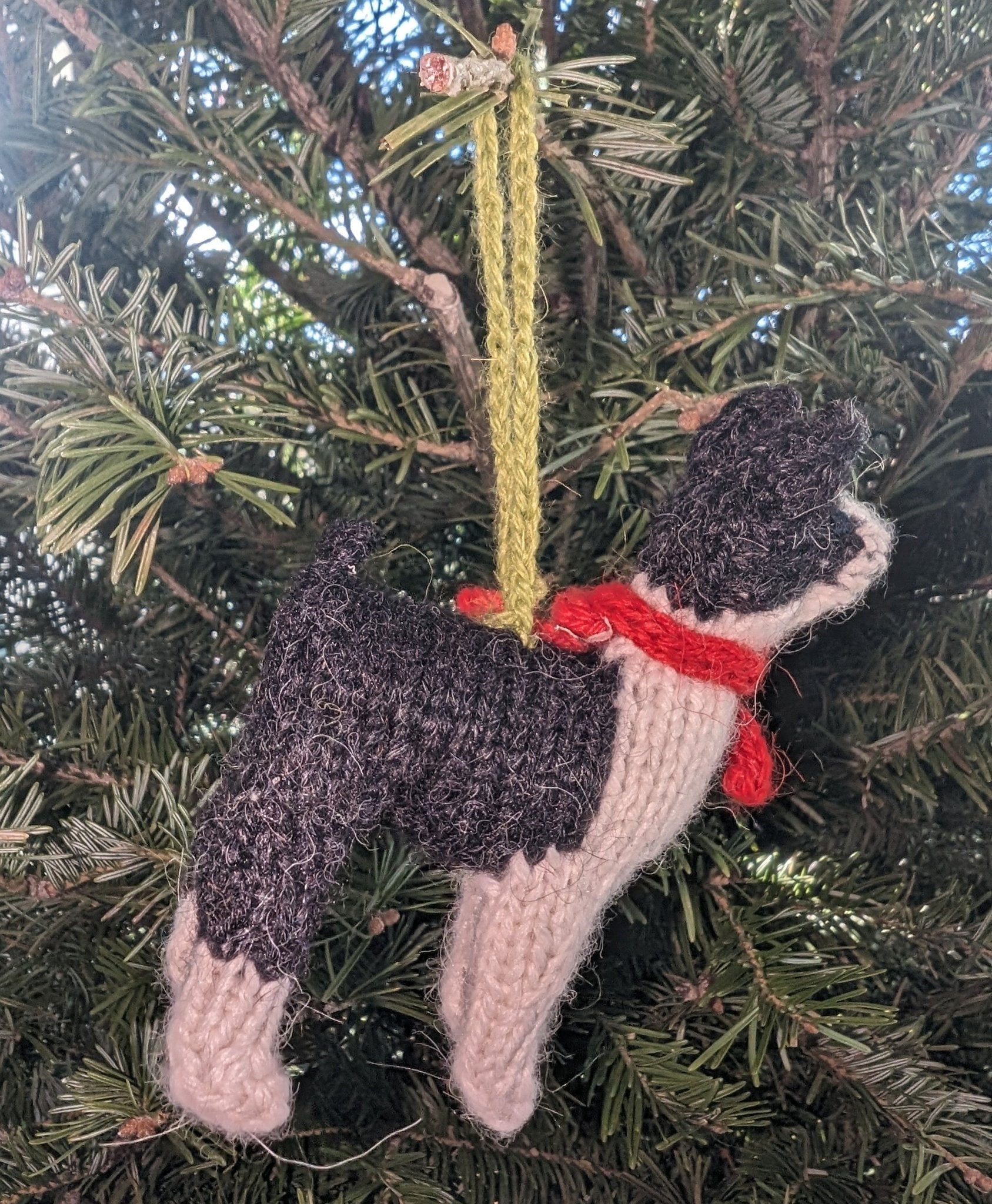 Hand Knit Alpaca Wool Christmas Ornament - Boston Terrier Dog
