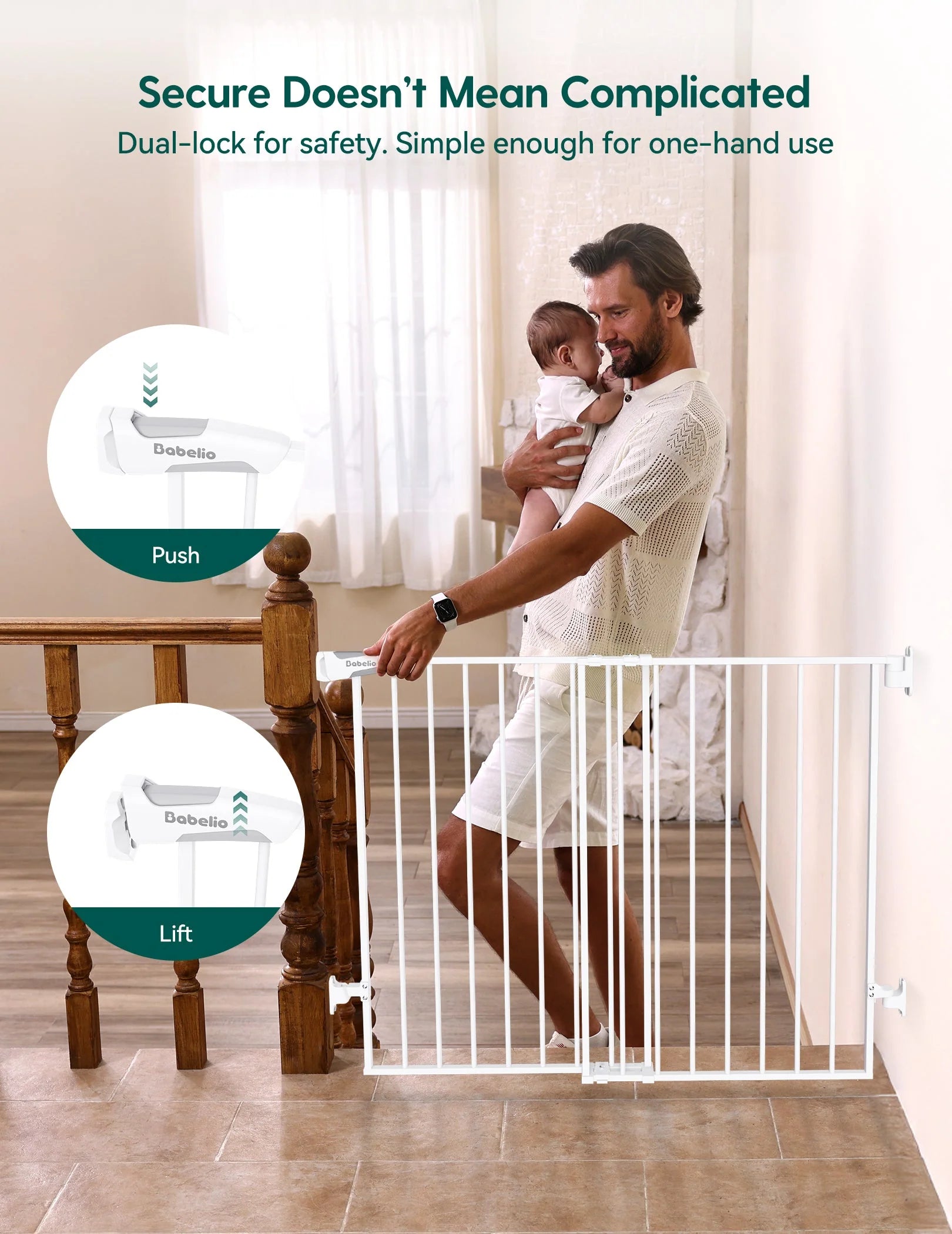 Boundless B17 | No-trip Hardware Mounted Baby Gates For Stairs