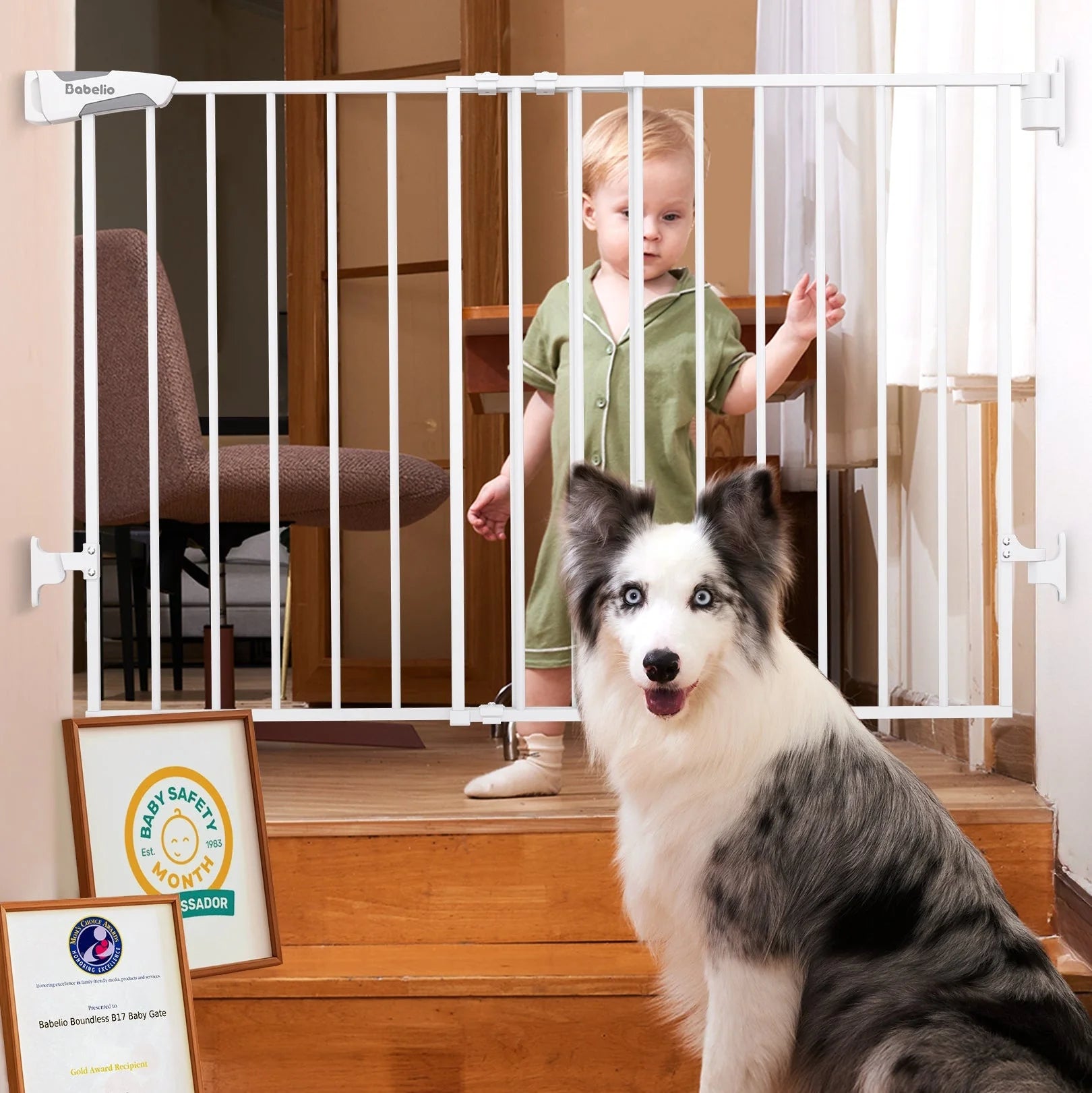 Boundless B17 | No-trip Hardware Mounted Baby Gates For Stairs