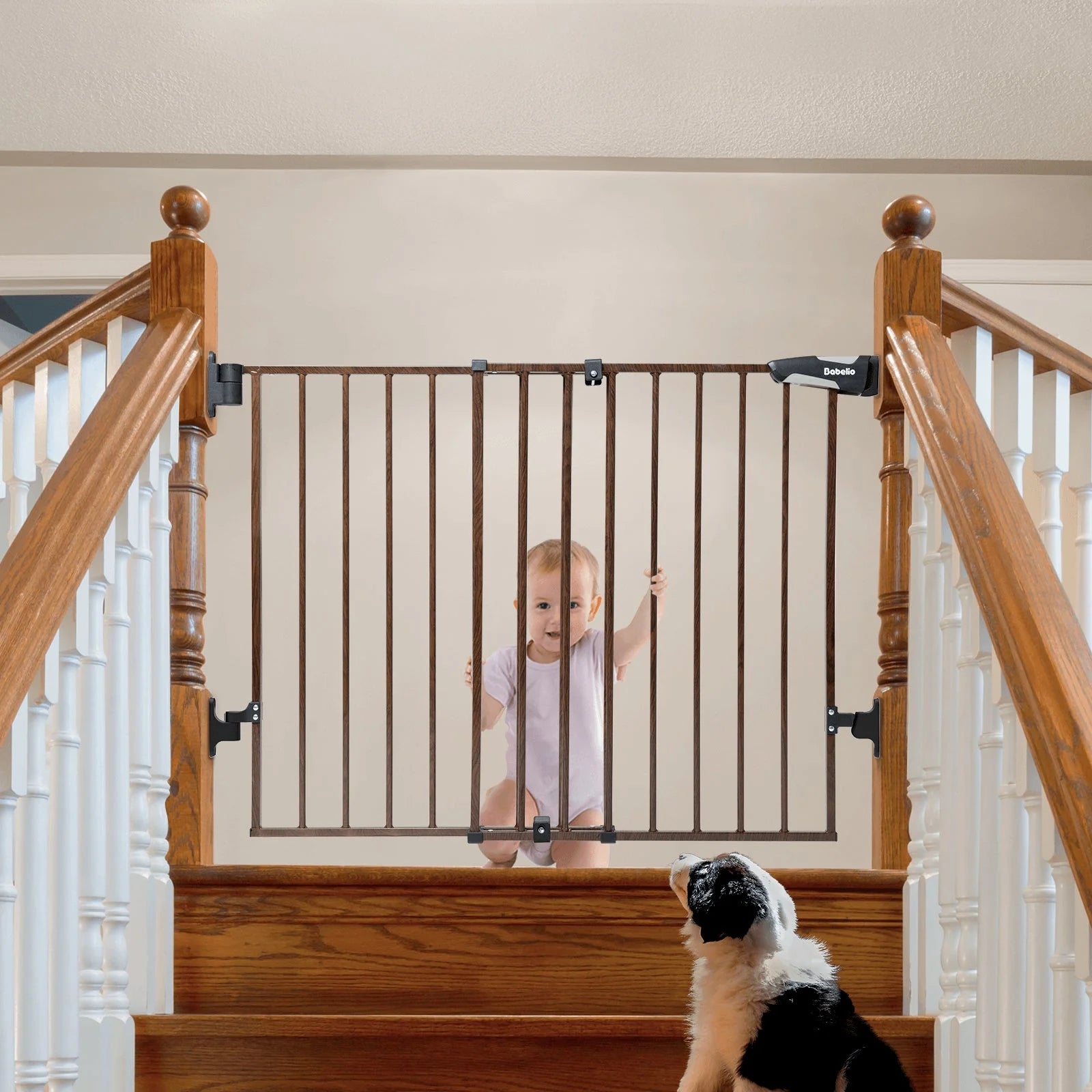 Boundless B17 Wood Pattern | Safety Baby Gate For Stairs