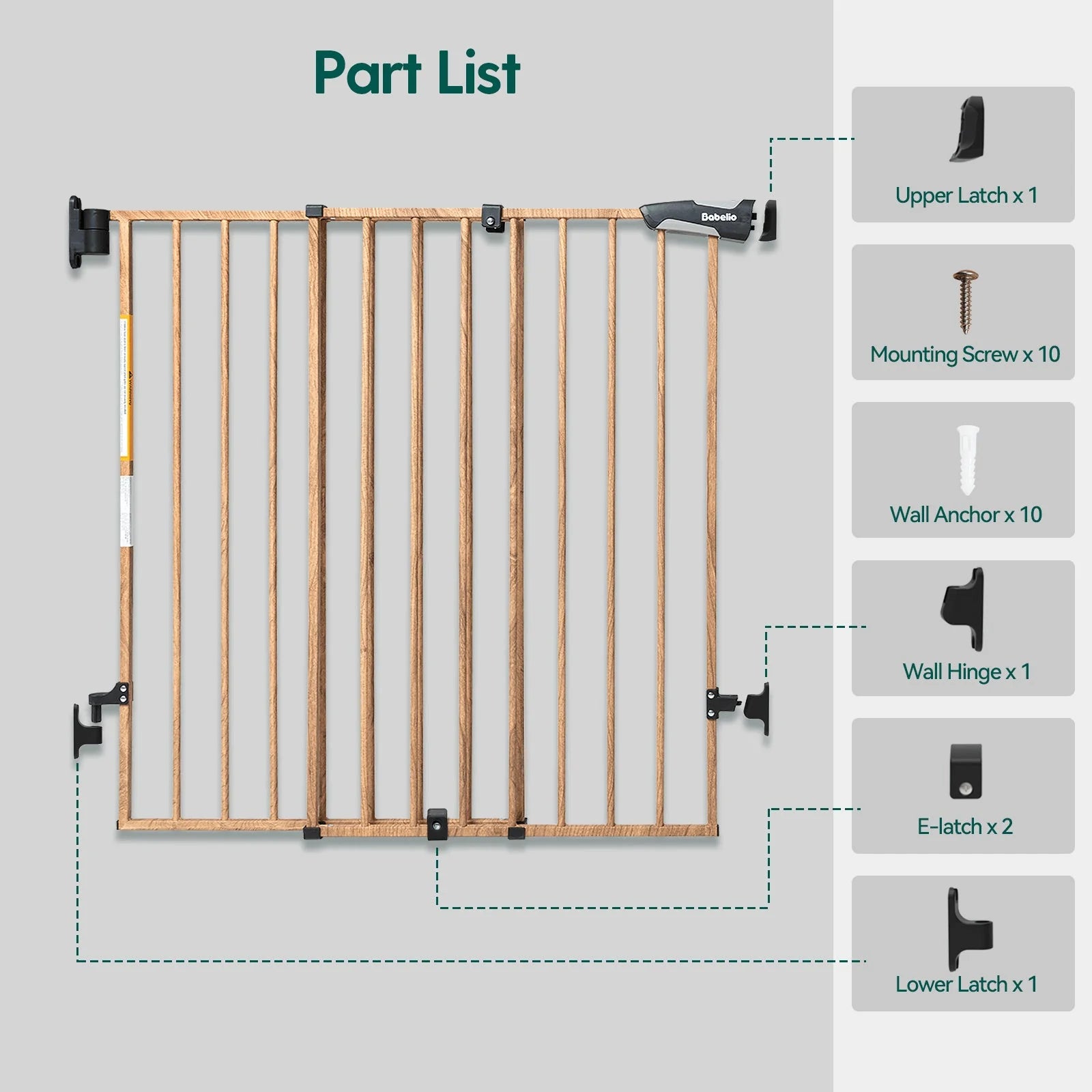 Boundless B17 Wood Pattern | Safety Baby Gate For Stairs