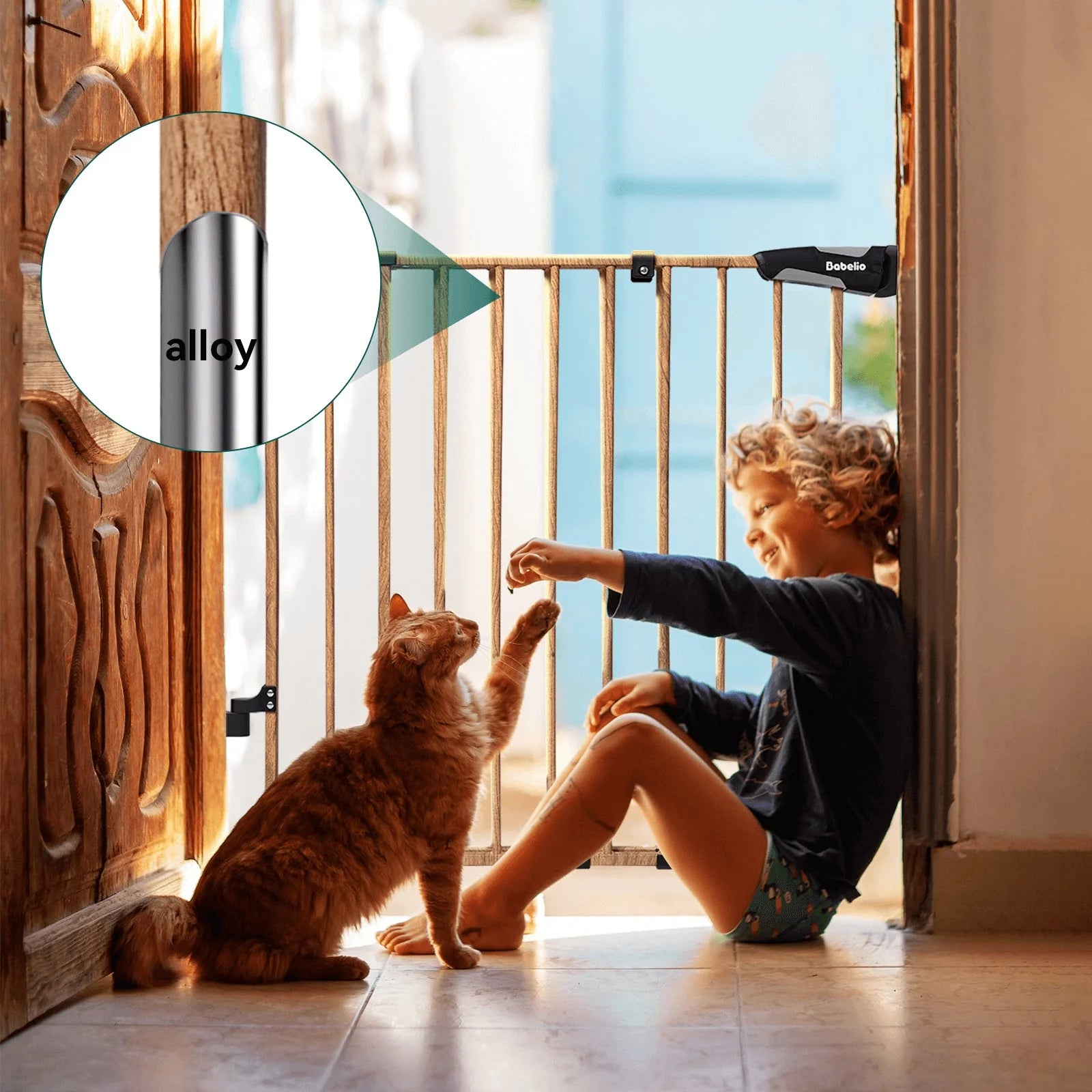 Boundless B17 Wood Pattern | Safety Baby Gate For Stairs
