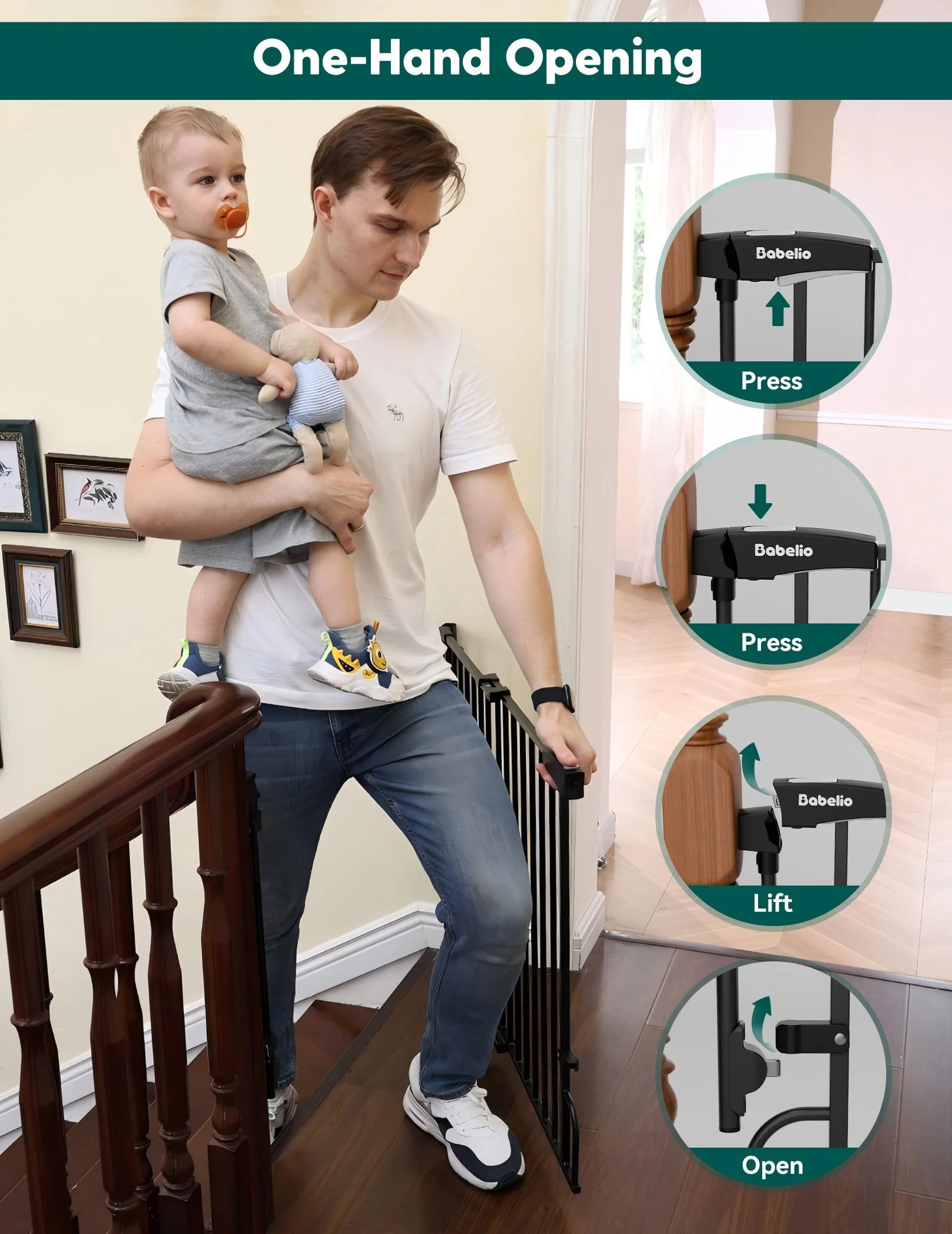 Boundless R30 Proflex | Removable No-trip Baby Gate For Stairs