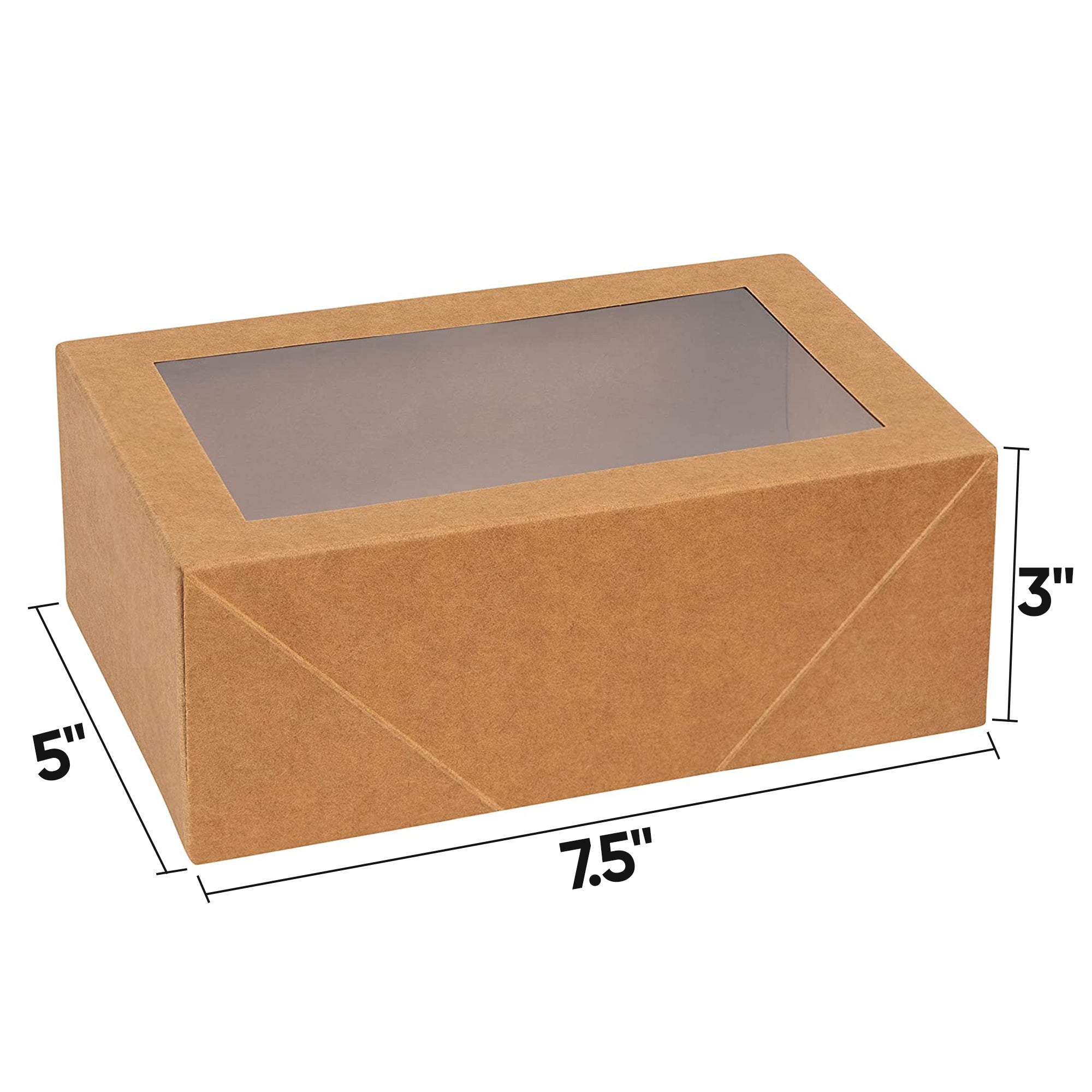 Kraft Paper 7.5x5x3" Premium Rectangular Bakery Boxes 16 Pack