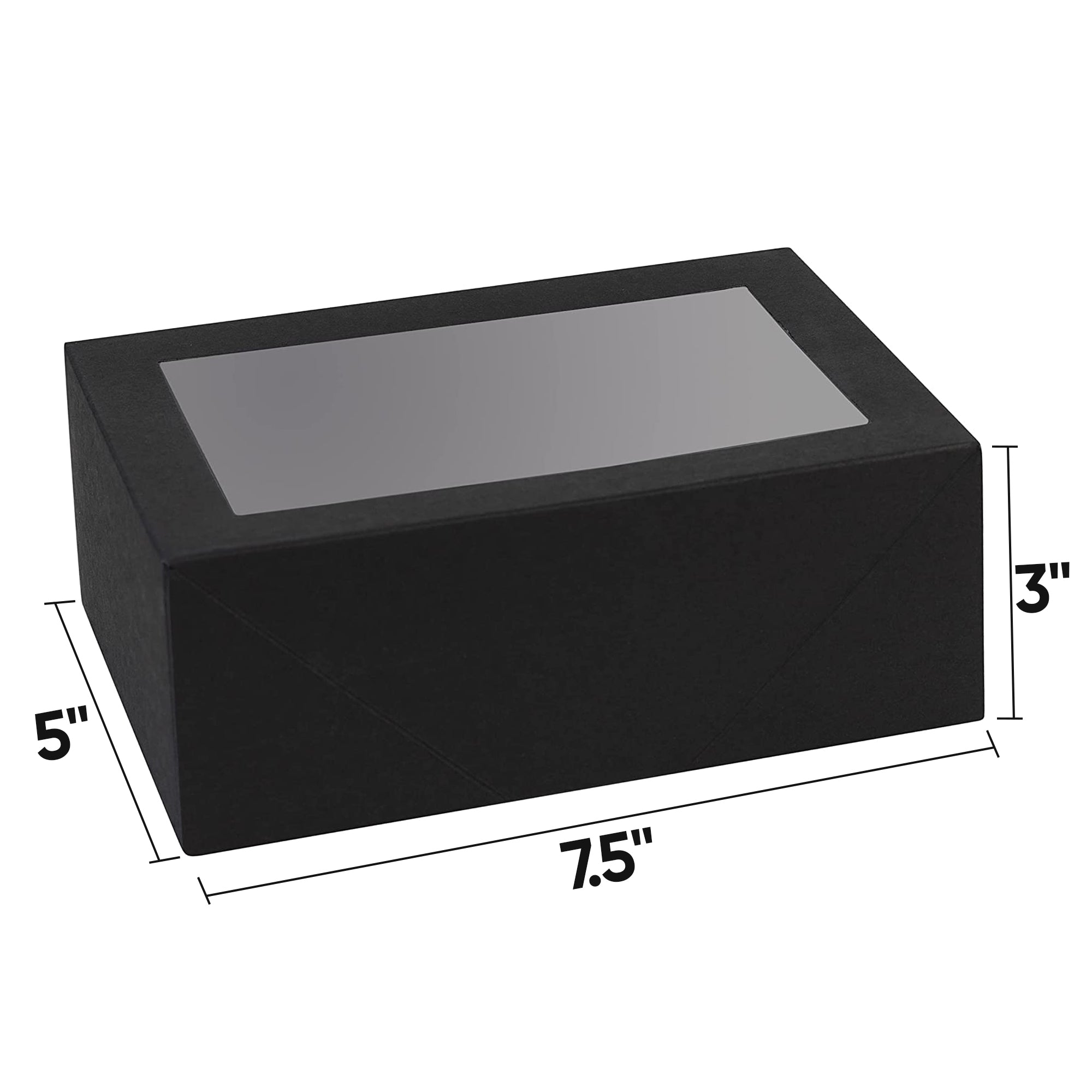 Rectangular Shaped Bakery Boxes Black 7.5x5x3 16 Pack