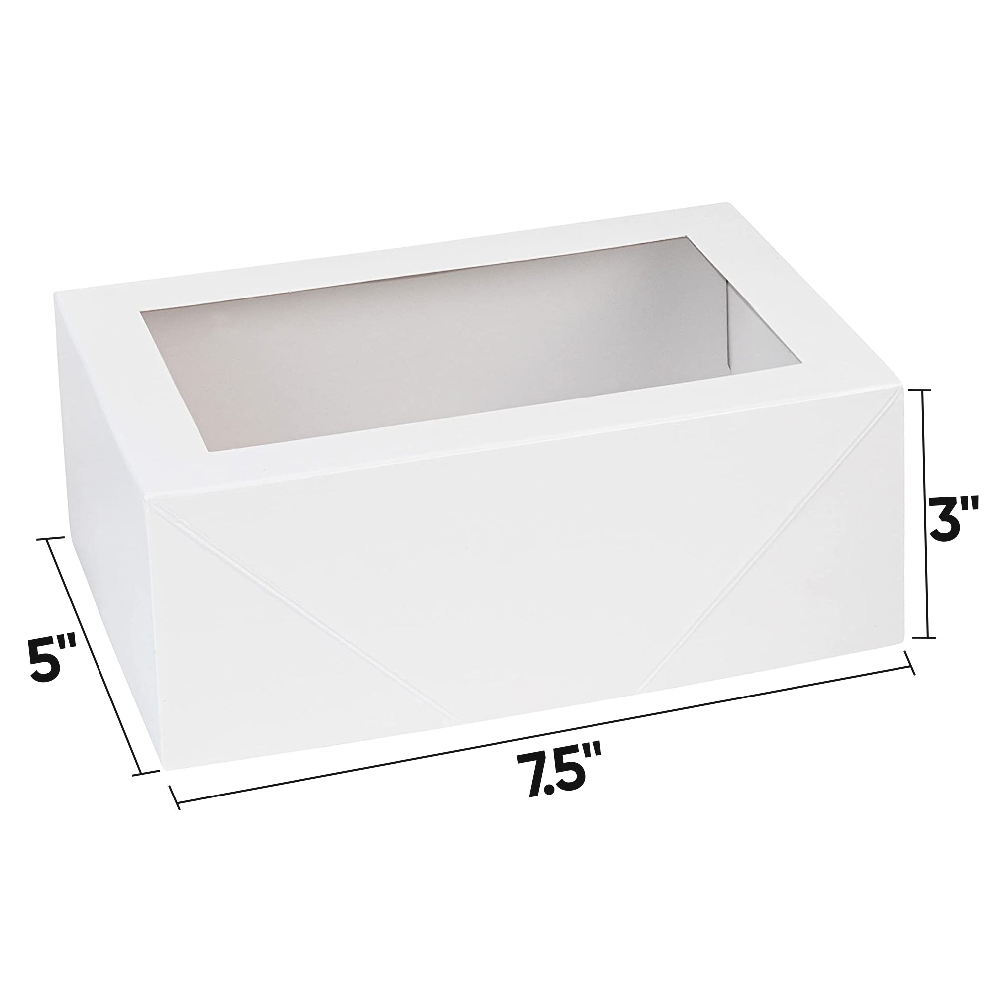 Premium Rectangular Bakery Boxes White 7.5x5x3" 16 Pack