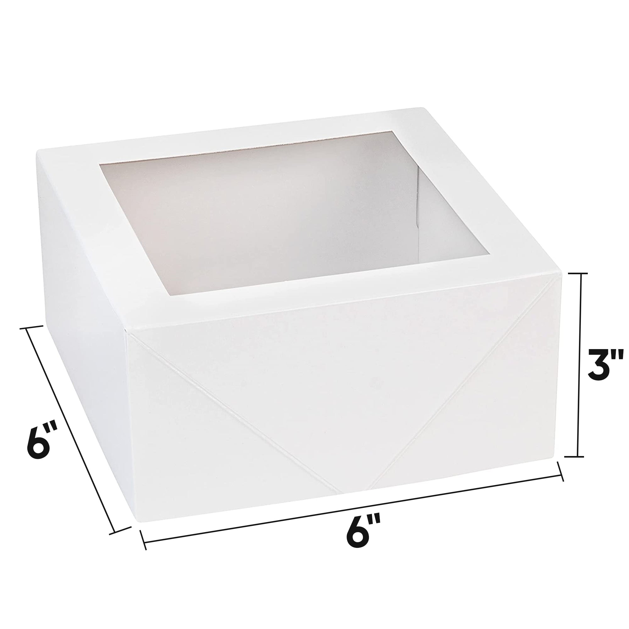 Square Bakery Boxes 16 Pack White 6x6x3"