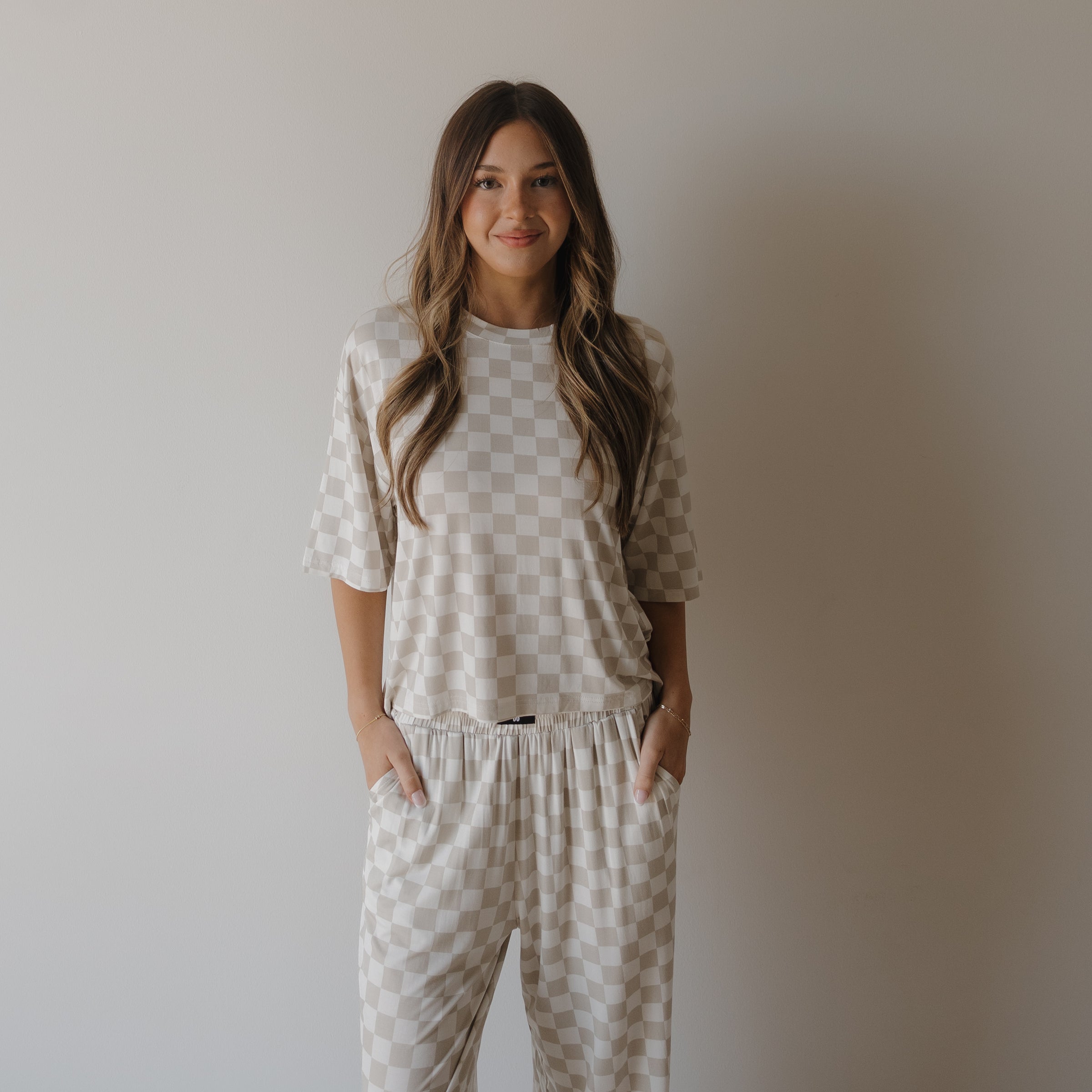 Women's Boxy Tee Lounge Set | Checkerboard