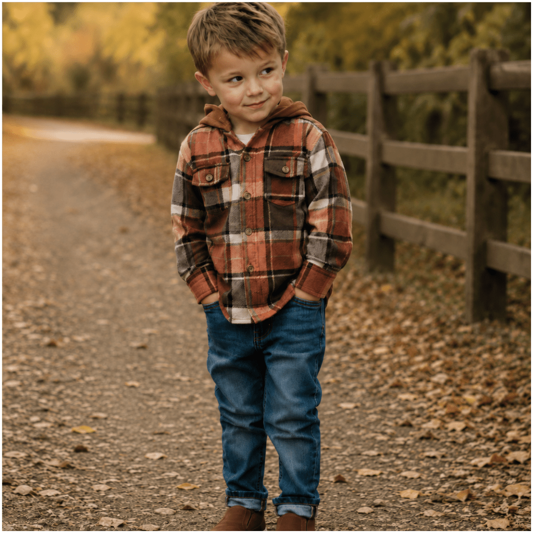 Brown & Rust Plaid Flannel - Child