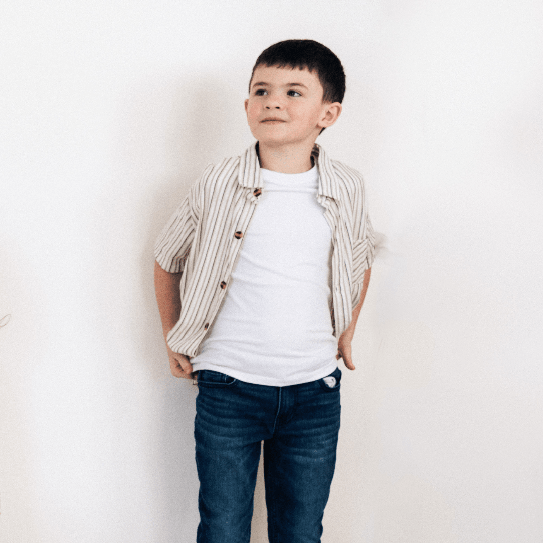 Gray Striped Button-up - Child