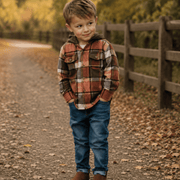 Brown & Rust Plaid Flannel - Child