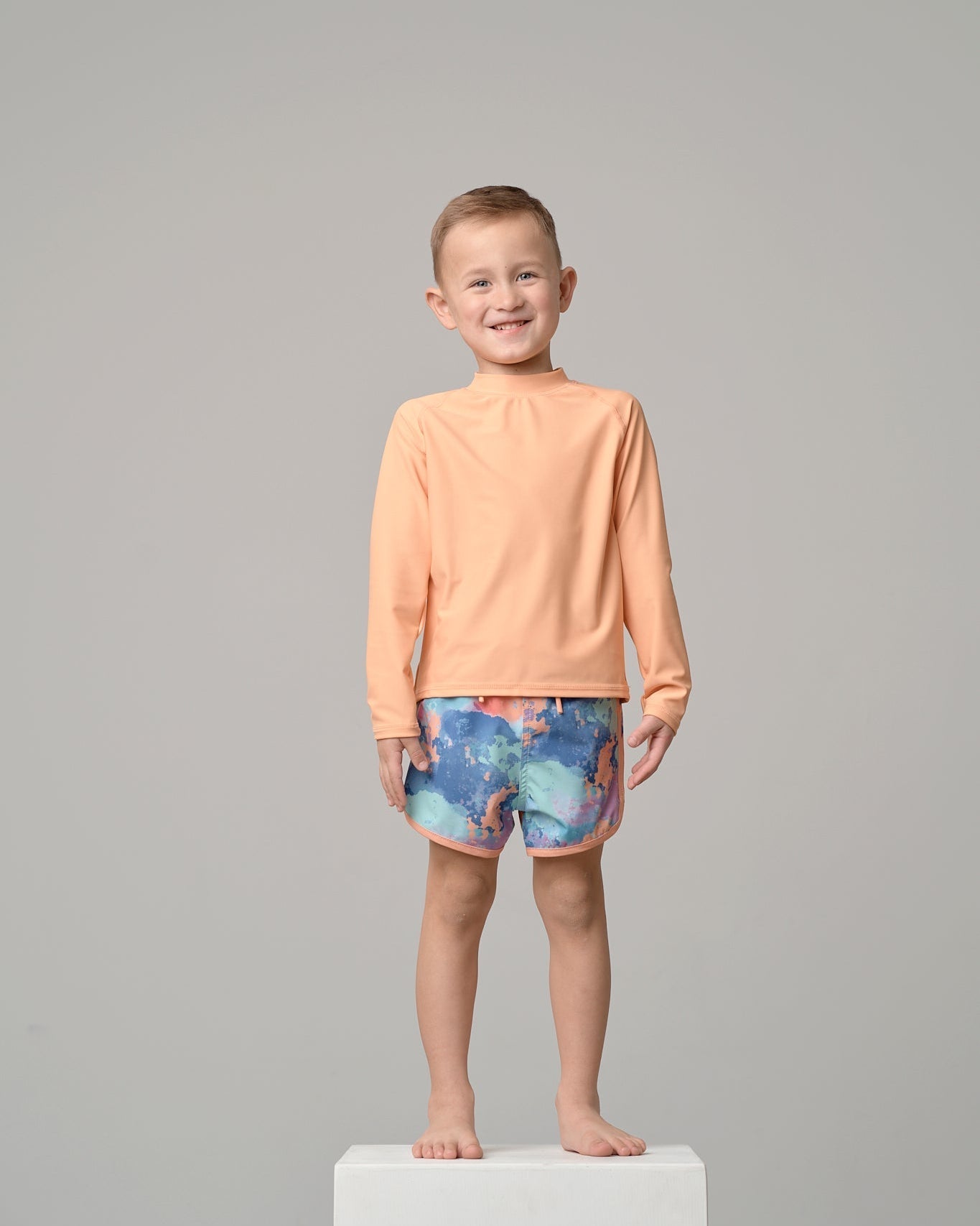 Boy's Swim Short - Melon Watercolor