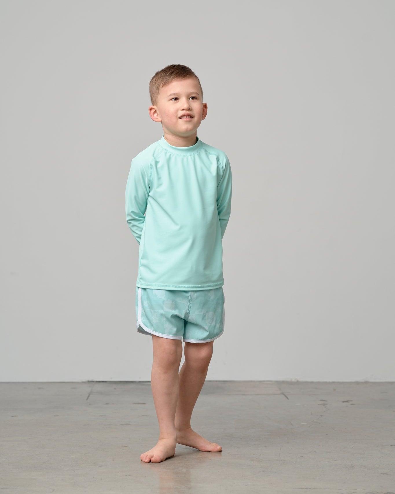Boy's Swim Short - Mint Check