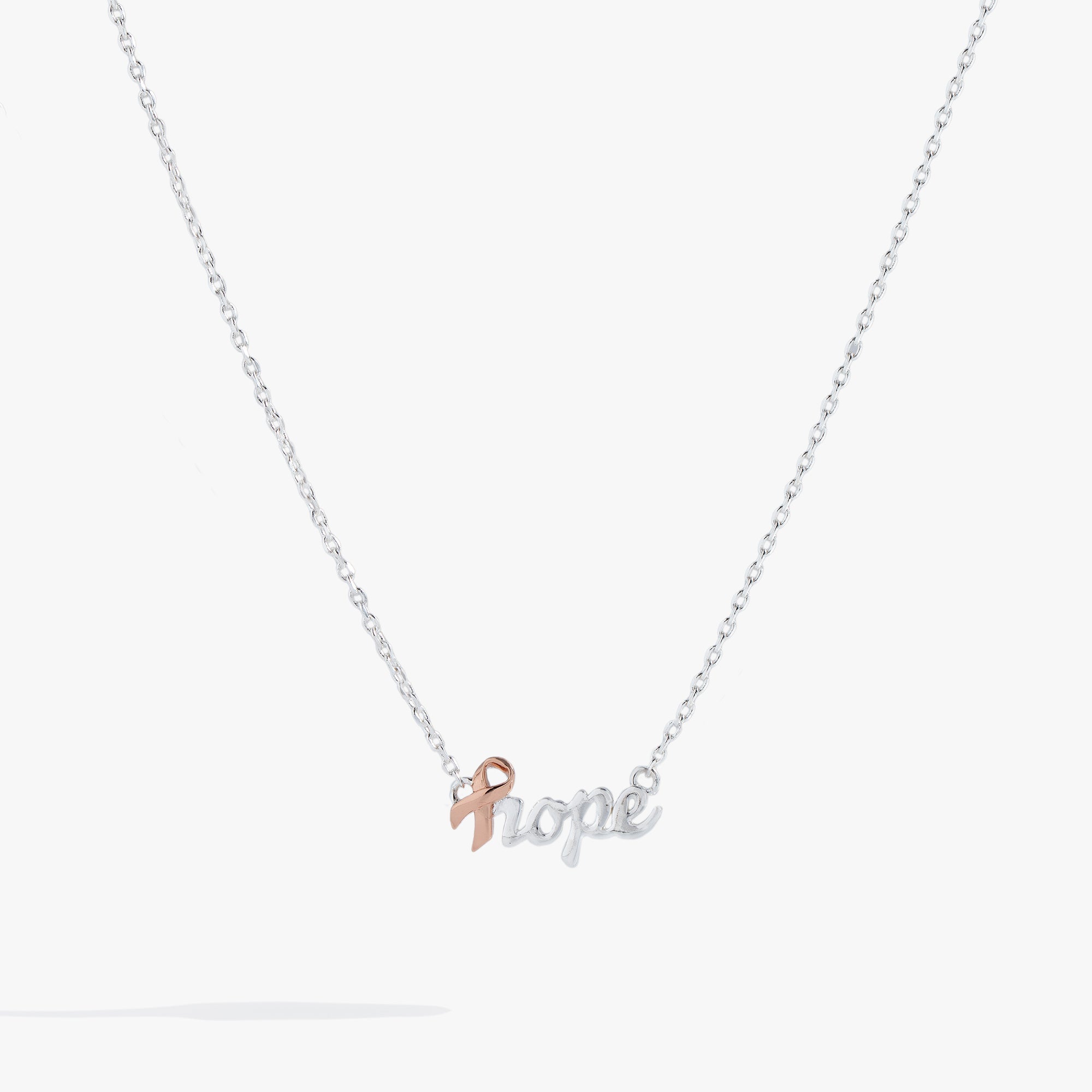 'hope' Breast Cancer Awareness Pink Ribbon Necklace