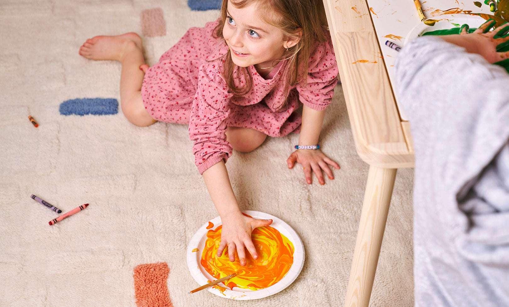 Brick Washable Wool Area Rug