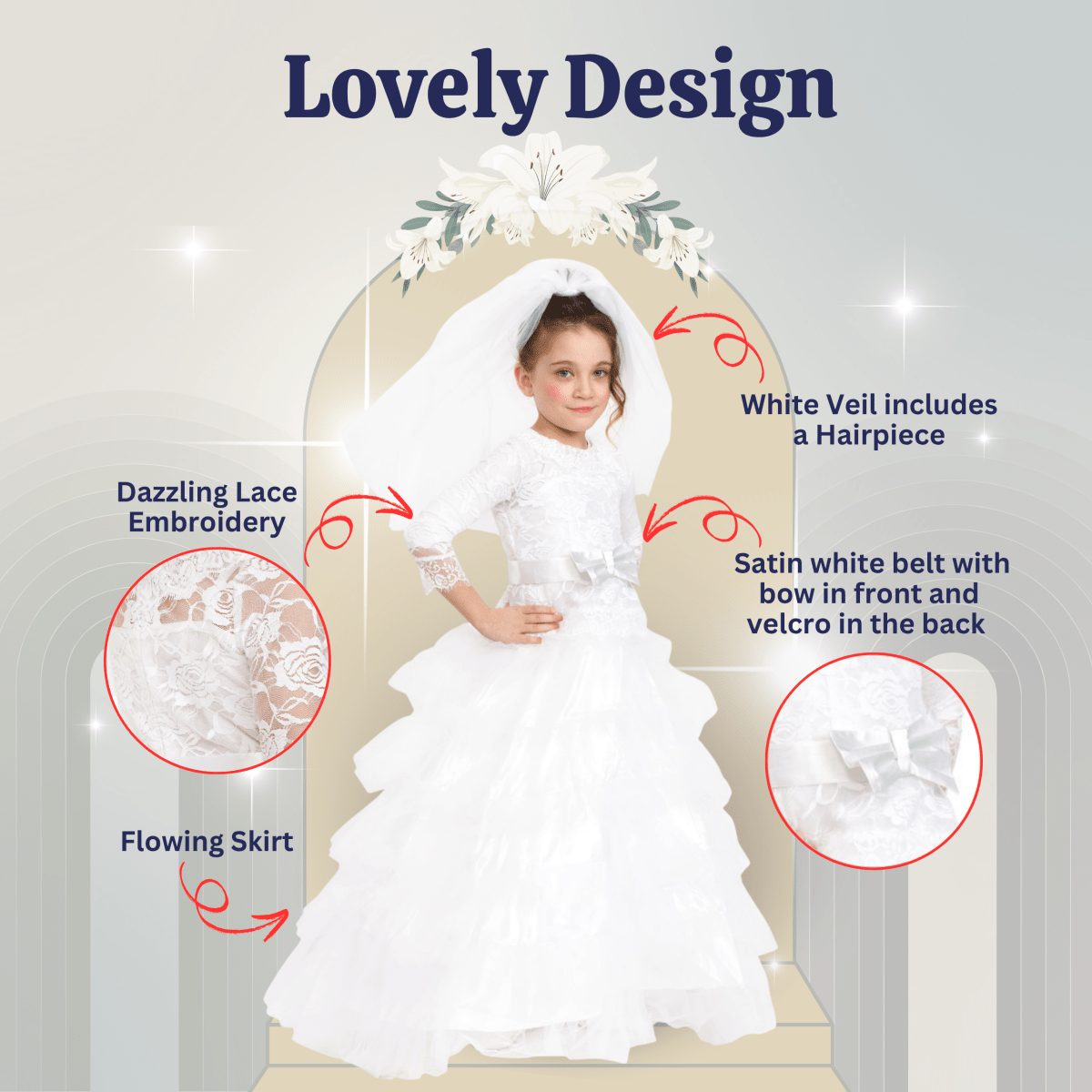 Bridal Dress With Wedding Veil - Kids