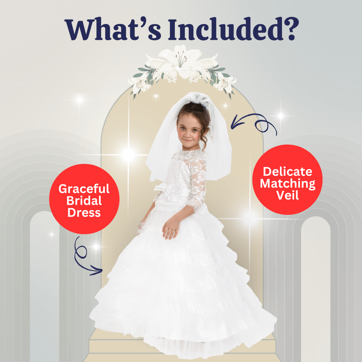 Bridal Dress With Wedding Veil - Kids