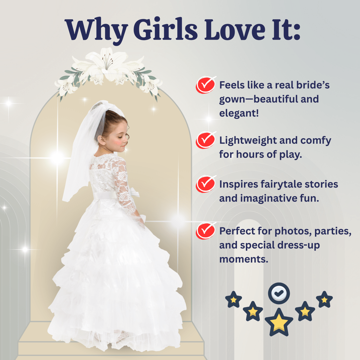 Bridal Dress With Wedding Veil - Kids