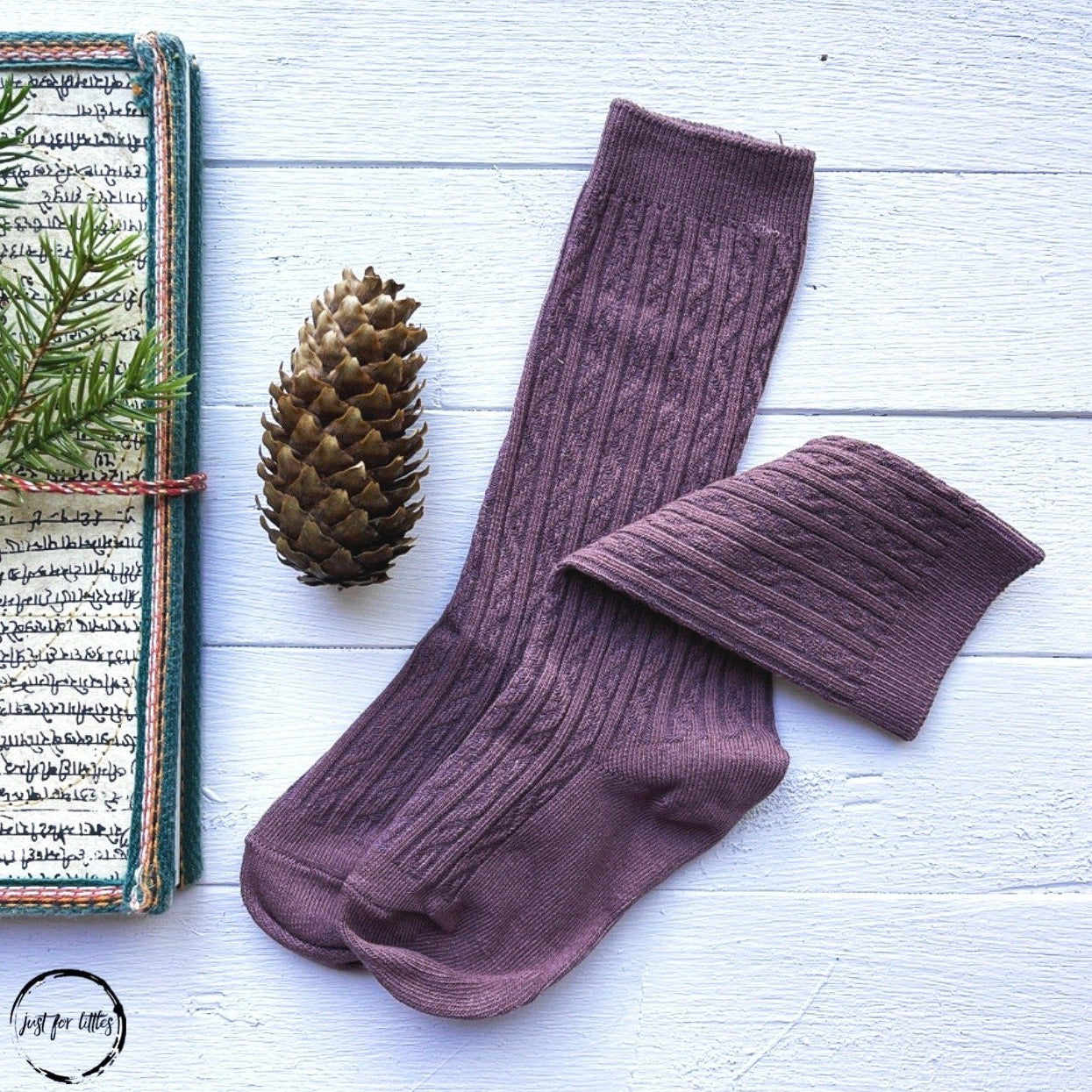 Brown Cable Knit Socks