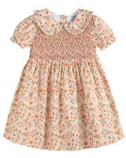 Brown Floral Collared Dress