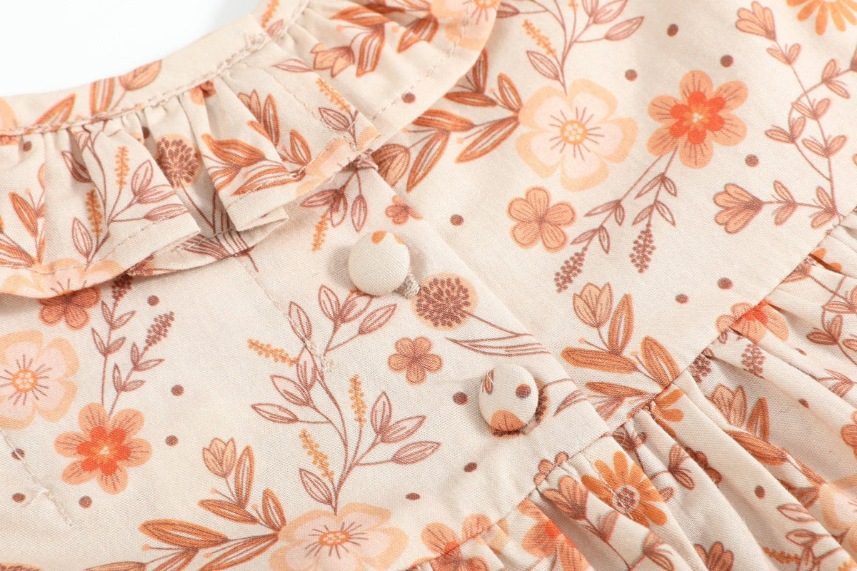 Brown Floral Smocked Dress And Bloomer Set