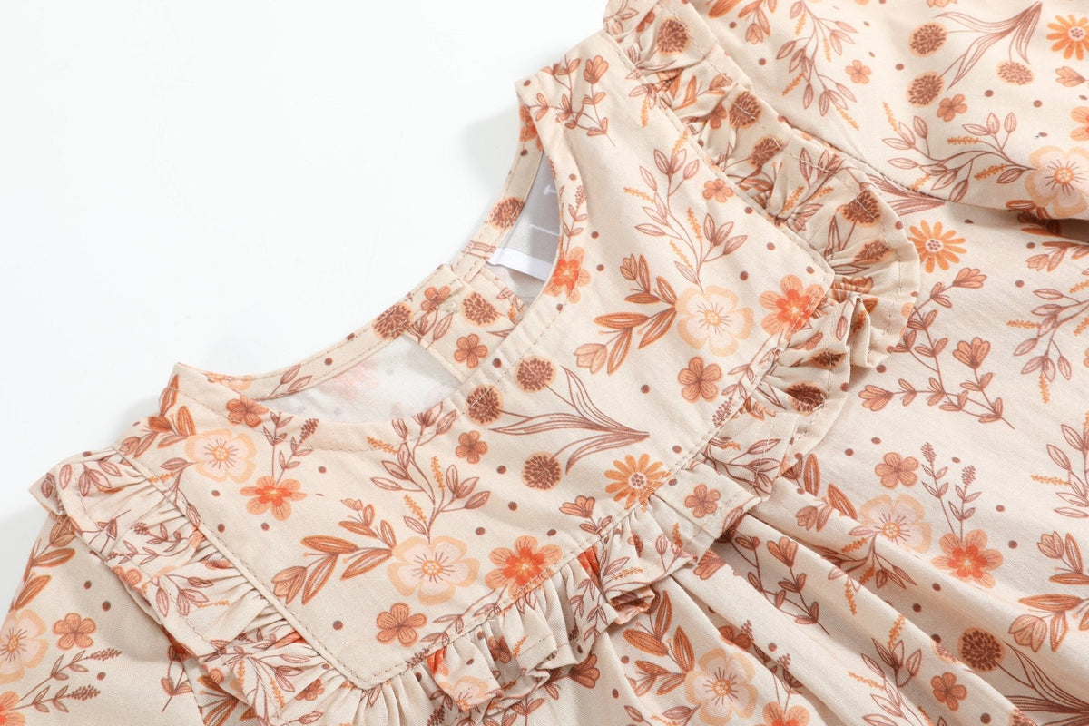 Brown Floral Tunic And Leggings Set