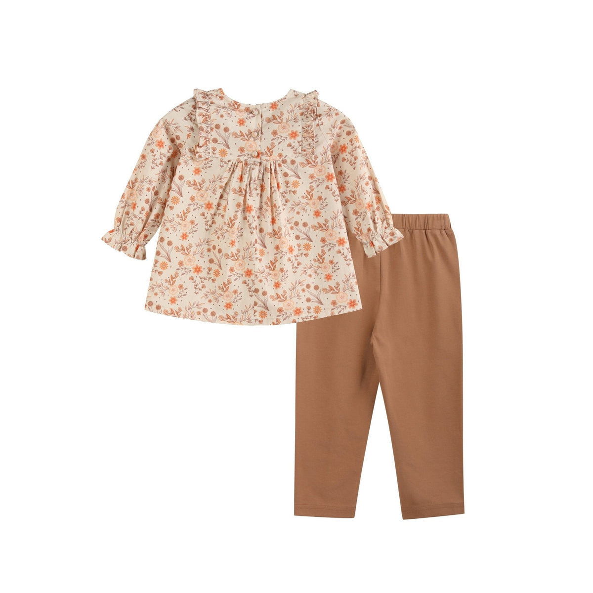 Brown Floral Tunic And Leggings Set