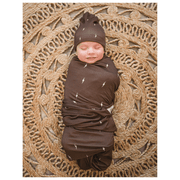 Bamboo Stretch Swaddle - Brown Lightning