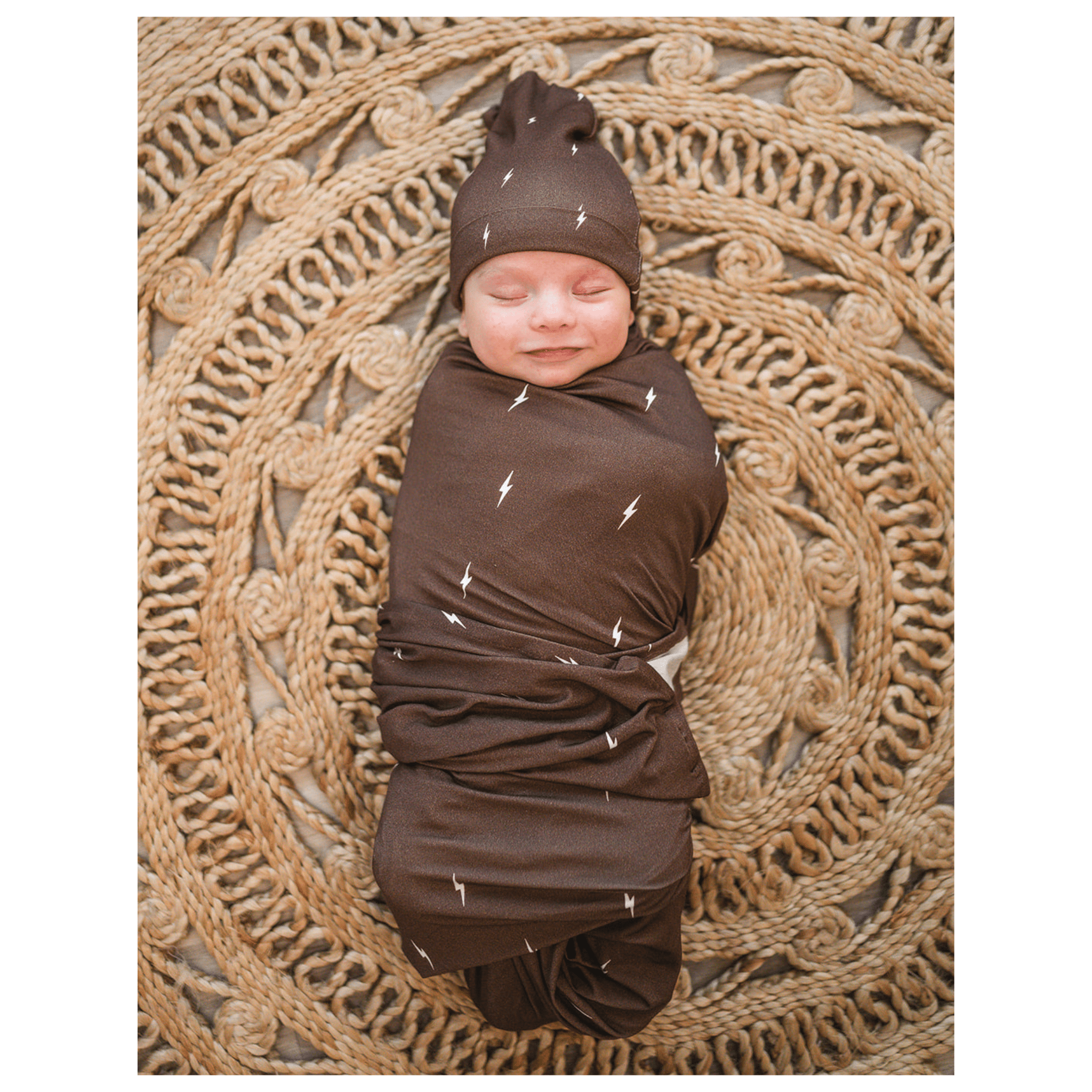 Bamboo Stretch Swaddle - Brown Lightning