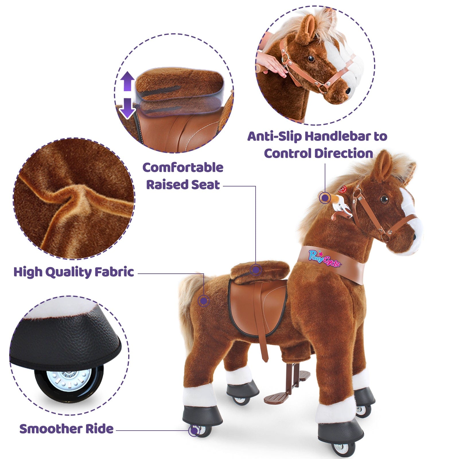 Model U Ride-on Pony Toy Age 4-8 Brown