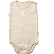 Brown Sleveless Polka Dot Organic