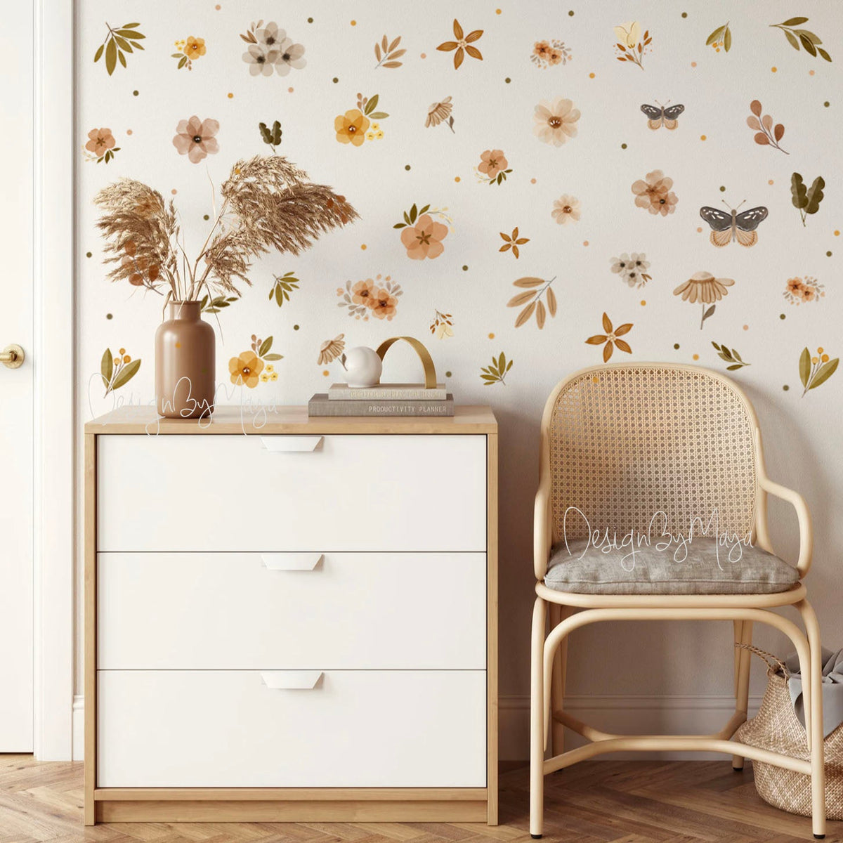 Boho Foliage Wall Decals - Fabric Nursery Wall Art Decals