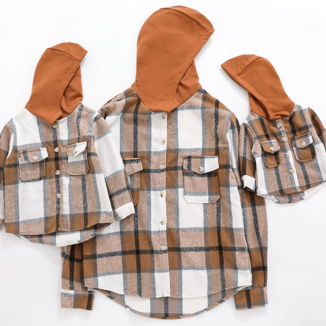 Hooded Brown & Gray Flannel Jacket - Infant