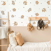 Scandinavian Brown Leaves - Fabric Nursery Wall Art Decals