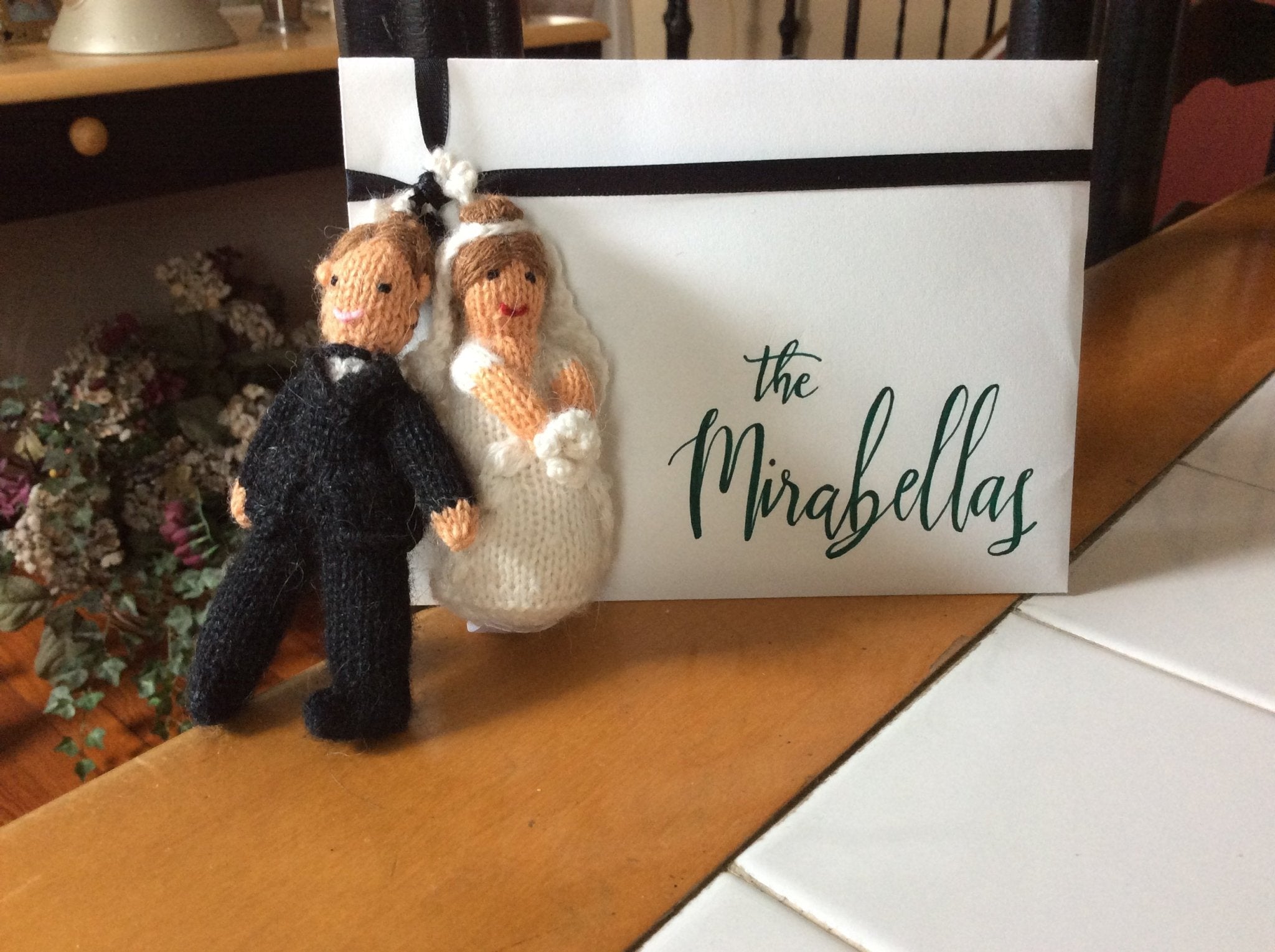 Brunette Bride Ornament Hand Knit Wedding Ornament