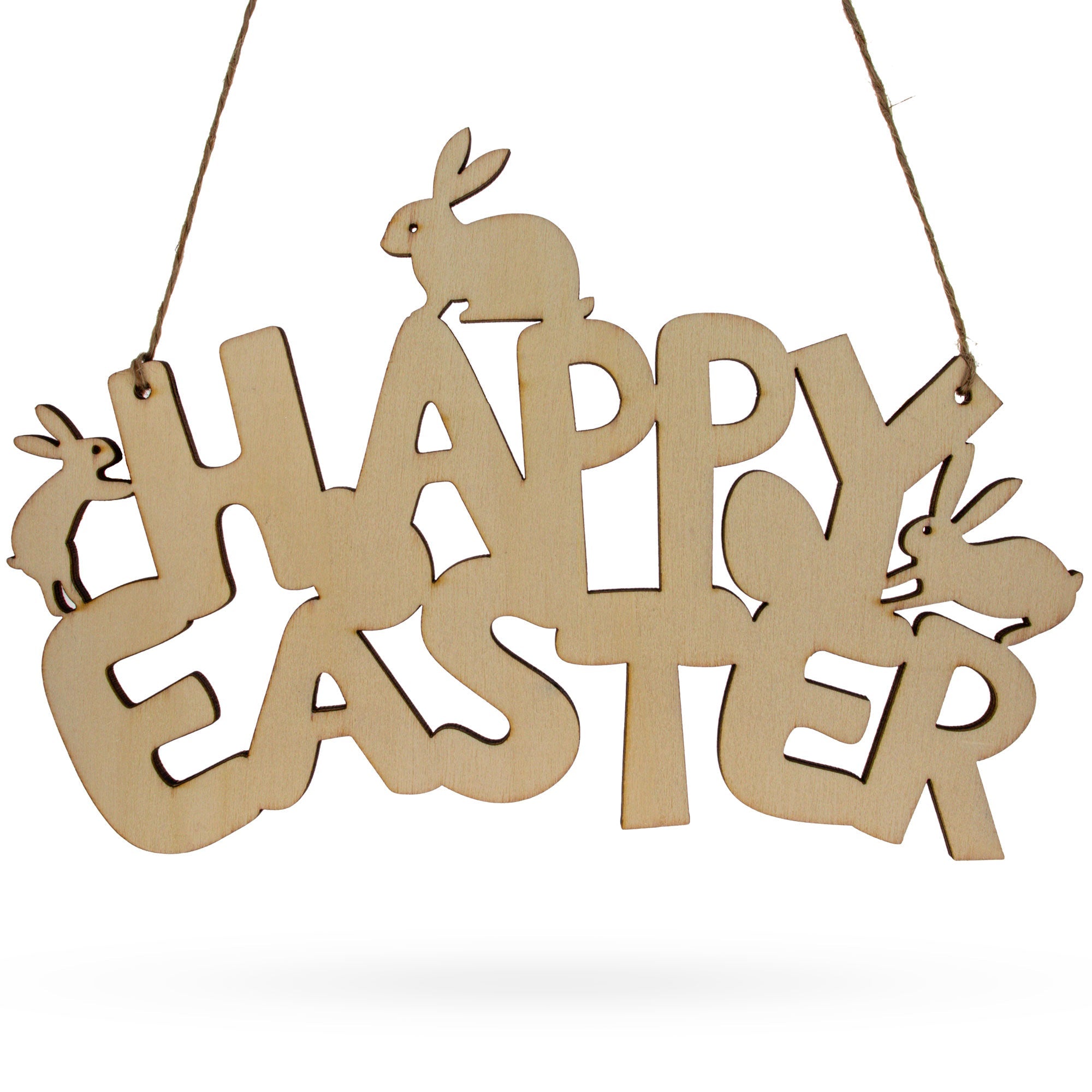 Happy Easter Unfinished Wooden Wall Sign 8.1 Inches