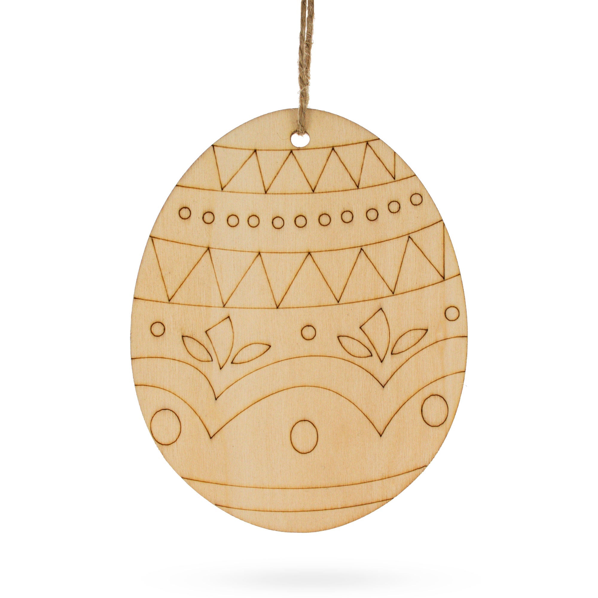 Set Of 3 Easter Egg Unfinished Wooden Ornament 4.3 Inches