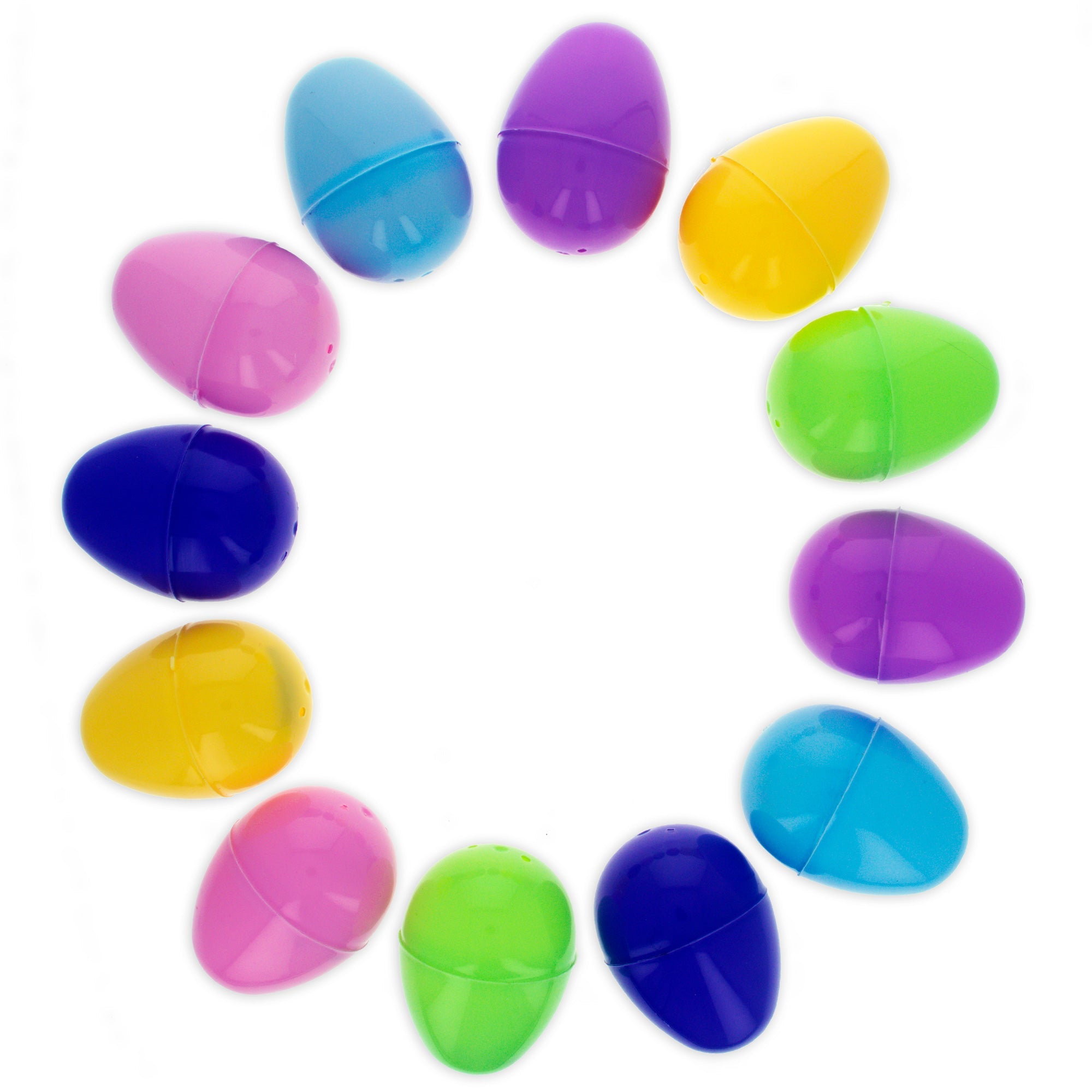 12 Multicolored Plastic Easter Eggs With Tiny Eraser Treasures Inside