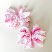 Bubblegum White Stripe | Ruffled Hair Clip