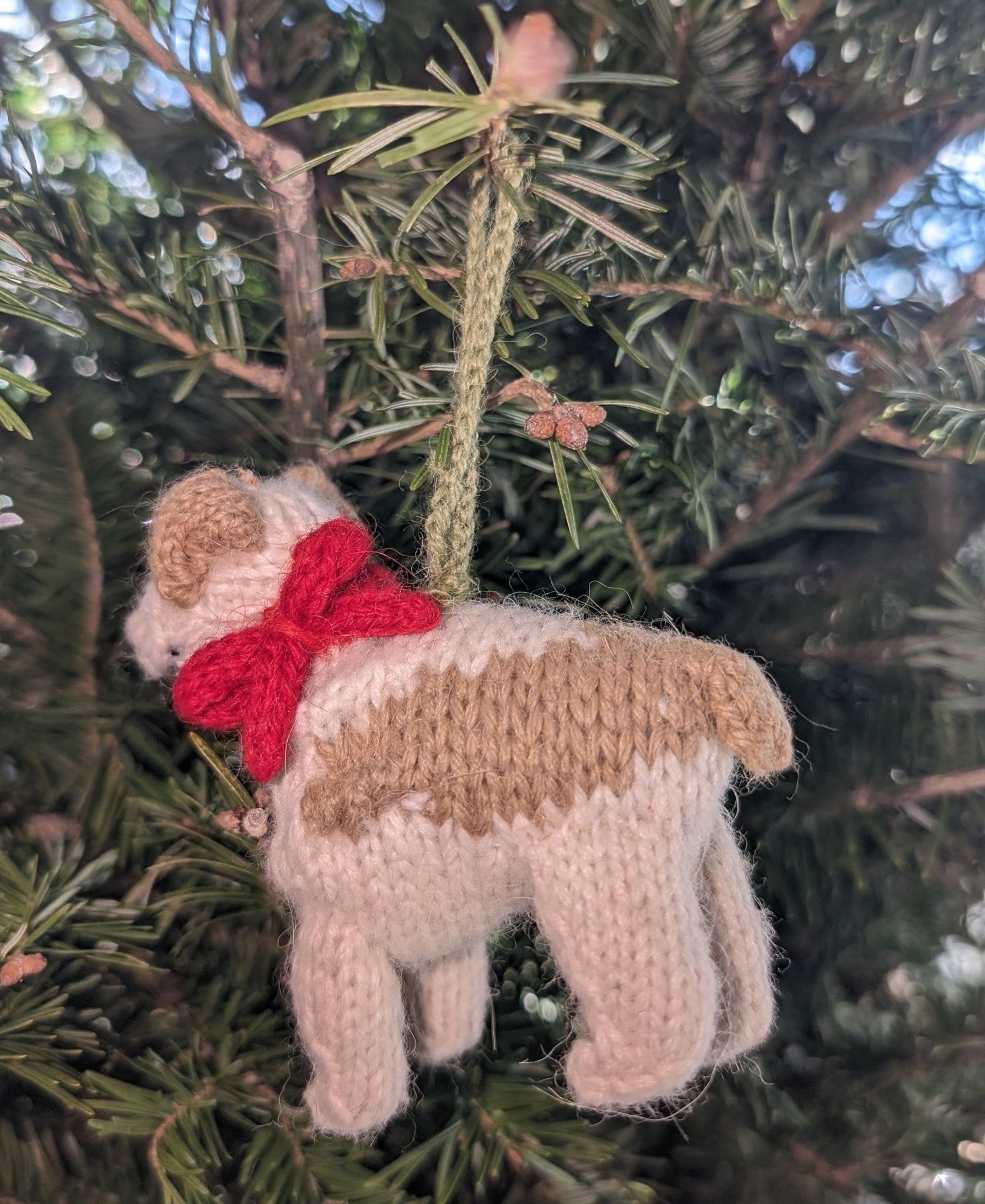 Hand Knit Alpaca Wool Christmas Ornament - Bulldog