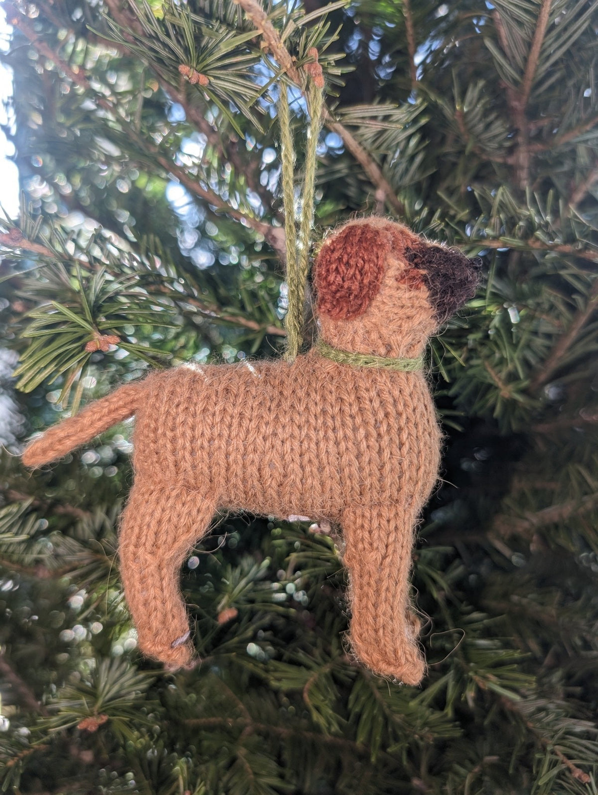Hand Knit Alpaca Wool Christmas Ornament - Bullmastiff Dog