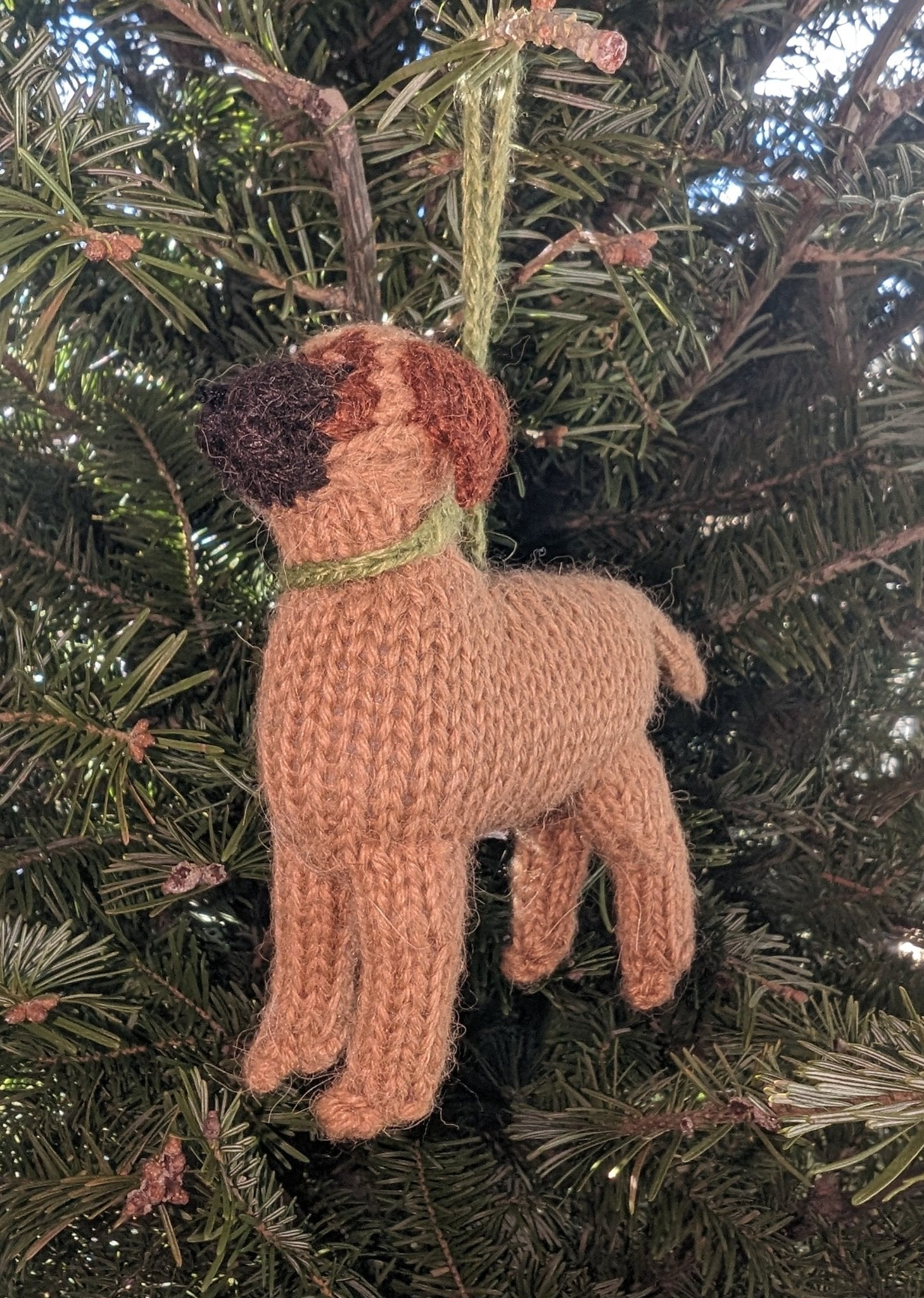 Hand Knit Alpaca Wool Christmas Ornament - Bullmastiff Dog