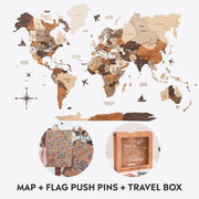 Bundle: Map, Flags Pins, Travel Box