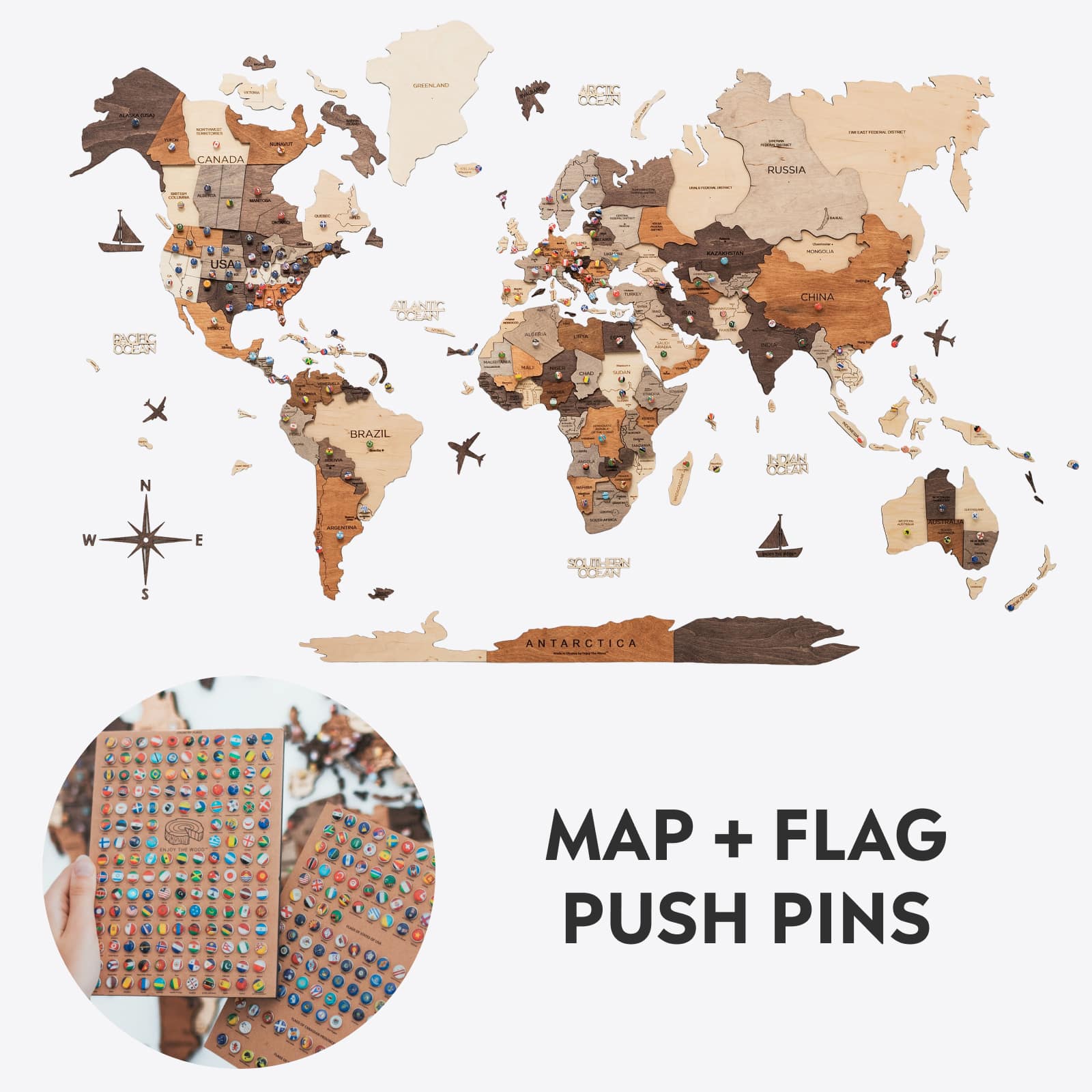 Bundle: Map And Flags Pins