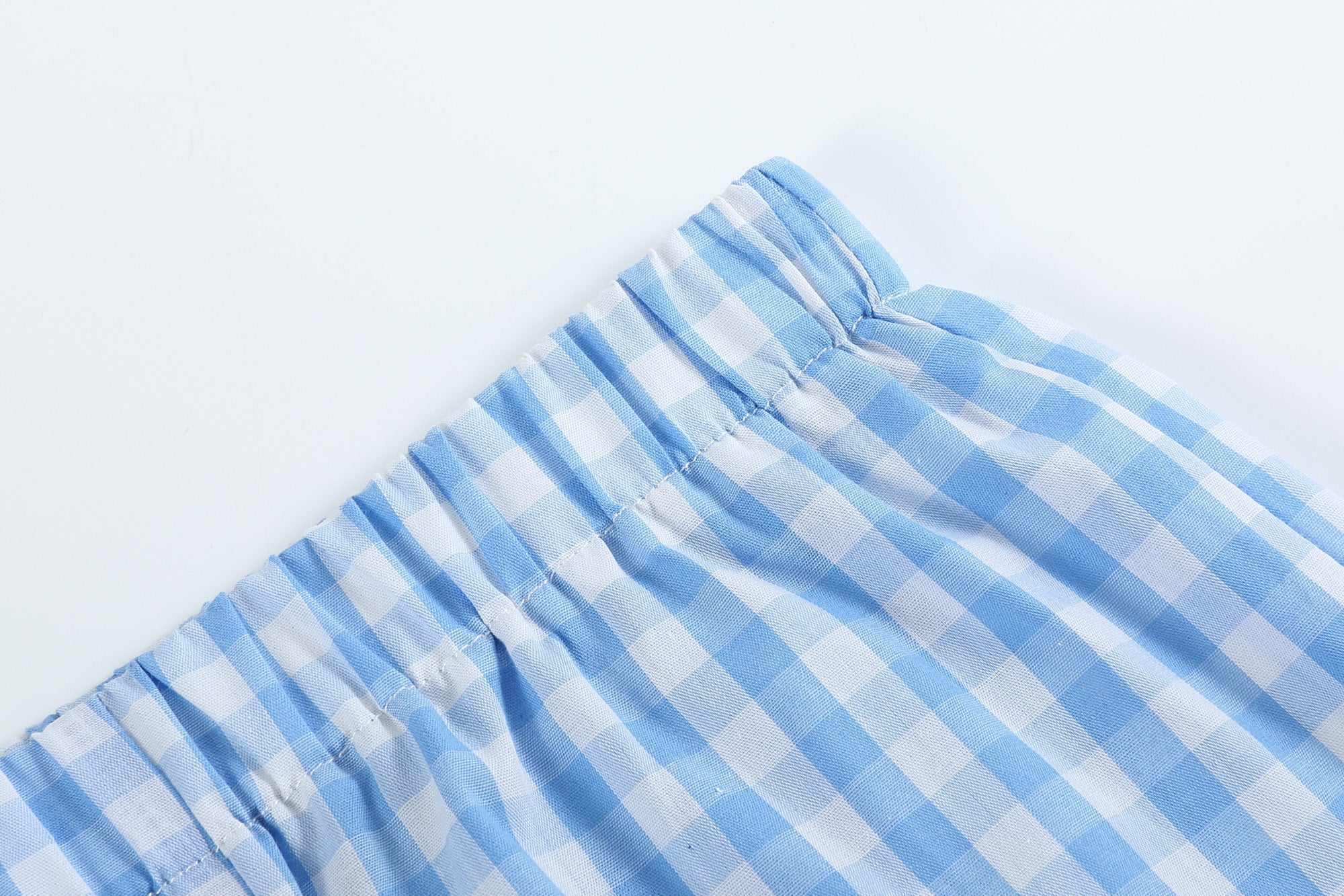 Bunny Family Smocked Tee And Blue Gingham Shorts Set