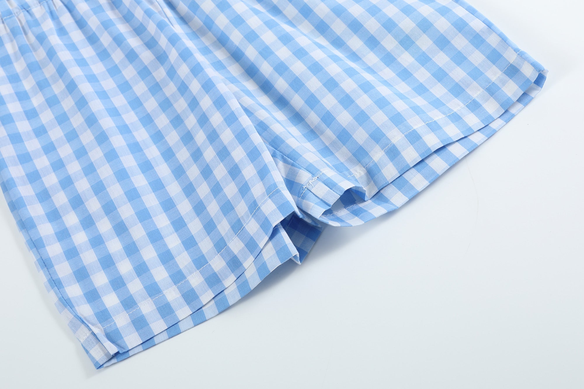 Bunny Family Smocked Tee And Blue Gingham Shorts Set