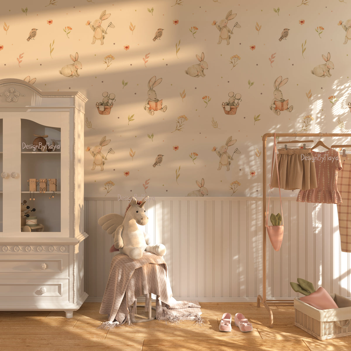 Pastel Sea Life Animals Wallpaper - Nursery Wall Decor Wallpapers